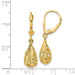 14K Yellow Gold Polished & Diamond-Cut Filigree Dangle Leverback Earrings - (B36-935)