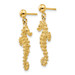 14K Yellow Gold Large Seahorse Dangle Post Earrings - (B41-611)