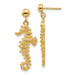 14K Yellow Gold Large Seahorse Dangle Post Earrings - (B41-611)