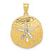 14K Yellow Gold & White Rhodium Diamond-cut Sand Dollar Pendant - (A84-332) 14K Yellow Gold & White Rhodium Diamond-cut Sand Dollar Pendant - (A84-332)