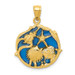 14K Yellow Gold Blue Stained Glassed Shell Cluster Pendant - (A85-478)