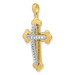 14k Two Tone Gold Diamond-cut Polished 3D Cross Pendant - (A85-626)