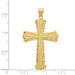14K Yellow Gold Diamond-cut Diagonal Lined Cross Pendant - (A83-773)