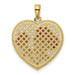 14k Yellow & Rose Polished Roses Basketweave Heart Pendant - (A85-956)