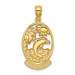 14K Yellow Gold Turks & Caicos With Dolphin & Sunset In Frame Charm Pendant - (A92-960)
