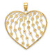 14K Yellow Gold with White Rhodium with Diamond-cut Beaded Heart Charm Pendant - (A93-883)