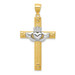 14K Two-tone Gold Claddagh Cross Pendant 47mm length - (A84-470) 14K Two-tone Gold Claddagh Cross Pendant 47mm length - (A84-470)