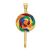 14K Yellow Gold Lrge 3-D Lollipop With Multi-color Enamel - (A91-381)