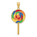 14K Yellow Gold Lrge 3-D Lollipop With Multi-color Enamel - (A91-381)