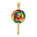 14K Yellow Gold Lrge 3-D Lollipop With Multi-color Enamel - (A91-381)