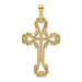 14K Yellow Gold Beaded Cutout Cross With Swirled Design Charm Pendant - (A93-157) 14K Yellow Gold Beaded Cutout Cross With Swirled Design Charm Pendant - (A93-157)