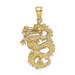 14K Yellow Gold Solid 3-Dimensional Dragon Pendant - (A83-187)