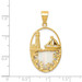 14K Yellow Gold Imitation Opal Lighthouse & Sailboat Pendant - (A85-549) 14K Yellow Gold Imitation Opal Lighthouse & Sailboat Pendant - (A85-549)