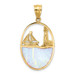 14K Yellow Gold Imitation Opal Lighthouse & Sailboat Pendant - (A85-549) 14K Yellow Gold Imitation Opal Lighthouse & Sailboat Pendant - (A85-549)