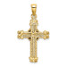 14K Yellow Gold Polished & Textured Cross Pendant - (A85-678)