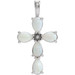 14K White Gold Cabochon White Opal Cross Pendant - (B15-553) 14K White Gold Cabochon White Opal Cross Pendant - (B15-553)