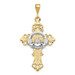 14K Two-tone Gold Claddagh Cross Pendant 47mm length - (A84-598)