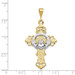 14K Two-tone Gold Claddagh Cross Pendant 47mm length - (A84-598)