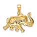 14K Yellow Gold 2-D Elephant Running With Raised Trunk Charm Pendant - (A91-741)