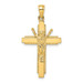 14K Yellow Gold Polished With Beaded Edge Crucifix Charm Pendant - (A92-797) 14K Yellow Gold Polished With Beaded Edge Crucifix Charm Pendant - (A92-797)