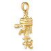 14K Yellow Gold 3-D Moveabel Boat Engine Charm Pendant - (A92-974)