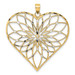 14K Yellow Gold with White Rhodium with Diamond-cut Heart Charm Pendant - (A93-746)