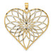 14K Yellow Gold with White Rhodium with Diamond-cut Heart Charm Pendant - (A93-746)