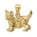 14K Yellow Gold Cat Standing With Raised Tail Charm Pendant - (A91-165)