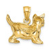 14K Yellow Gold Cat Standing With Raised Tail Charm Pendant - (A91-165)
