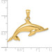 14K Yellow Gold Polished Swimming Dolphin Charm Pendant - (A92-510)