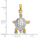14K Yellow Gold with White Rhodium with 3-D Land Turtle With Moveable Head Charm Pendant - (A94-553)