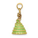 14K Yellow Gold 3-D With Green Dress Enamel Charleston Southern Belle Charm Pendant - (A90-927)