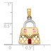 14K Yellow Gold 3-D With Red with White Enamel Moveable Handbag Charm Pendant - (A91-324)