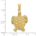 14K Yellow Gold 2-D Sea Turtle With Spiny Shell Charm Pendant - (A91-821)