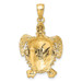 14K Yellow Gold 2-D Sea Turtle With Spiny Shell Charm Pendant - (A91-821)