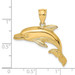 14K Yellow Gold 2-D Polished and Engraved Open Mouth Dolphin Charm Pendant - (A91-857)