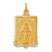 14K Yellow Gold Solid Satin Finish Large Rectangle Framed Miraculous Medal - (B14-717) 14K Yellow Gold Solid Satin Finish Large Rectangle Framed Miraculous Medal - (B14-717)