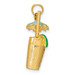 14K Yellow Gold 3-D Cocktail Drink With Enamel Umbrella & Lime Charm Pendant - (A90-999)