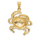 14K Yellow Gold 2-D Crab Charm Pendant - (A92-146)