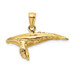 14K Yellow Gold 3-D With Textured Underside Humpback Whale Charm Pendant - (A92-588)