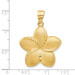 14K Yellow Gold Satin Diamond-cut Open-Backed Large Plumeria Pendant - (A83-198)