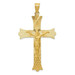 14K Yellow Gold Satin and Diamond-cut Crucifix Cross Pendant - (A85-924)