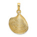 14K Yellow Gold 3-D Textured Clam Shell Charm Pendant - (A91-719)