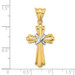 14K Two-Tone Gold Polished Cross With X Center Design Charm Pendant - (A93-116)