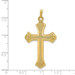 14K Yellow Gold Textured and Polished Fleur de lis Cross Pendant - (B11-140)
