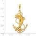 14K Yellow Gold Solid Polished Anchor with Dolphin Pendant - (A83-495)