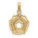 14K Yellow Gold 3-D Washington D.C. Pentagon Overview Charm Pendant - (A91-756)