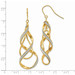 14K Yellow Gold Polished Glitter Infused Spiral Dangle Earrings - (B44-518)