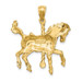 14K Yellow Gold 2-D Carousel Horse With Tail Up Charm Pendant - (A90-944) 14K Yellow Gold 2-D Carousel Horse With Tail Up Charm Pendant - (A90-944)