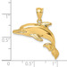 14K Yellow Gold 2-D Polished and Engraved Dolphin Charm Pendant - (A91-937)